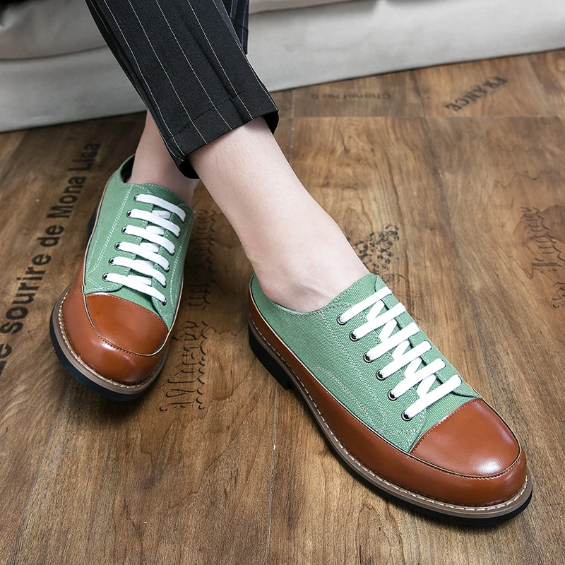 Oxford Shoes Thick Soles Fashion Color Blocking Casual Lace Up Low Heel Platform Shoes Leather Premium Casual Luxury Brand Shoes