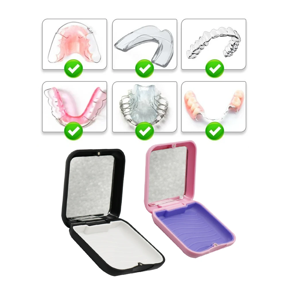 

1pcs Square Denture Storage Plastic Magnetic Suction Box With Mirror High Quality Organizer Case Dental Retainer Mouth Guard