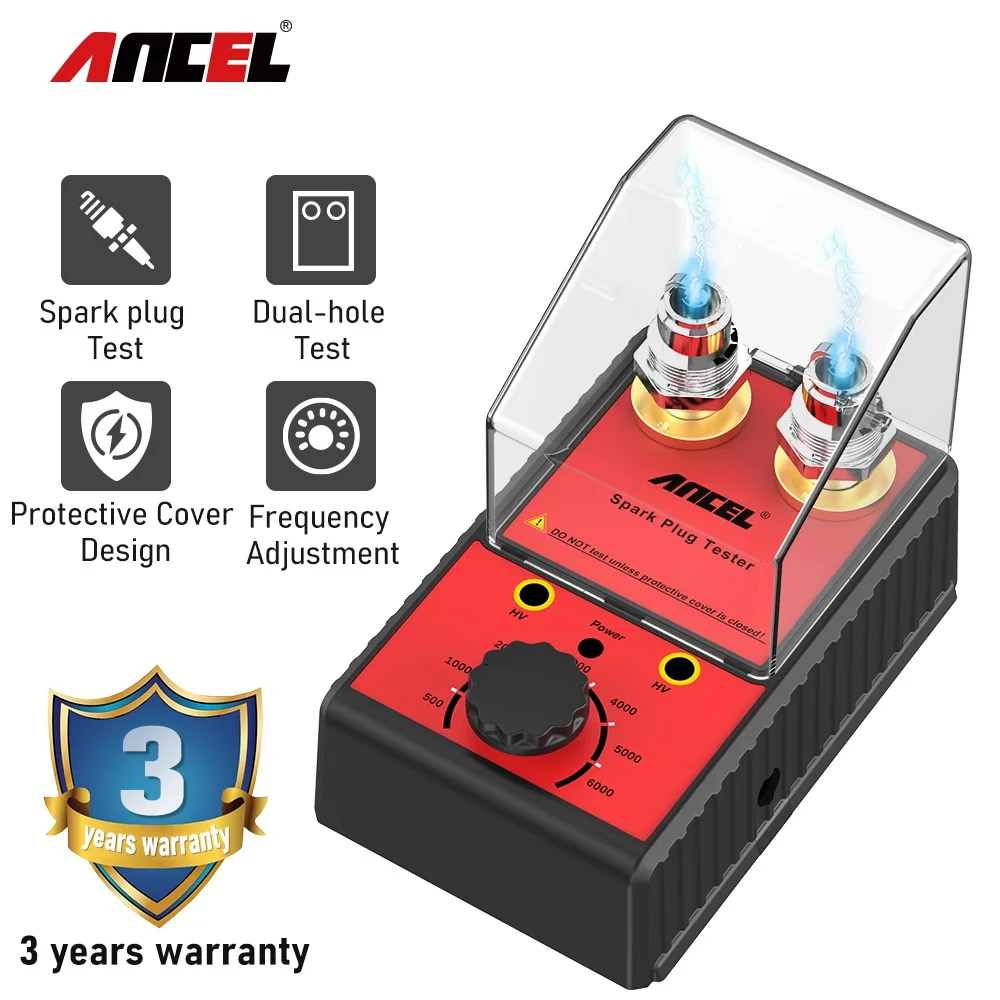 Ancel Car Spark Plug Tester Ignition System 220V 110V Automotive Spark Tester Double Hole Detector Spark Plug Diagnostic Tool