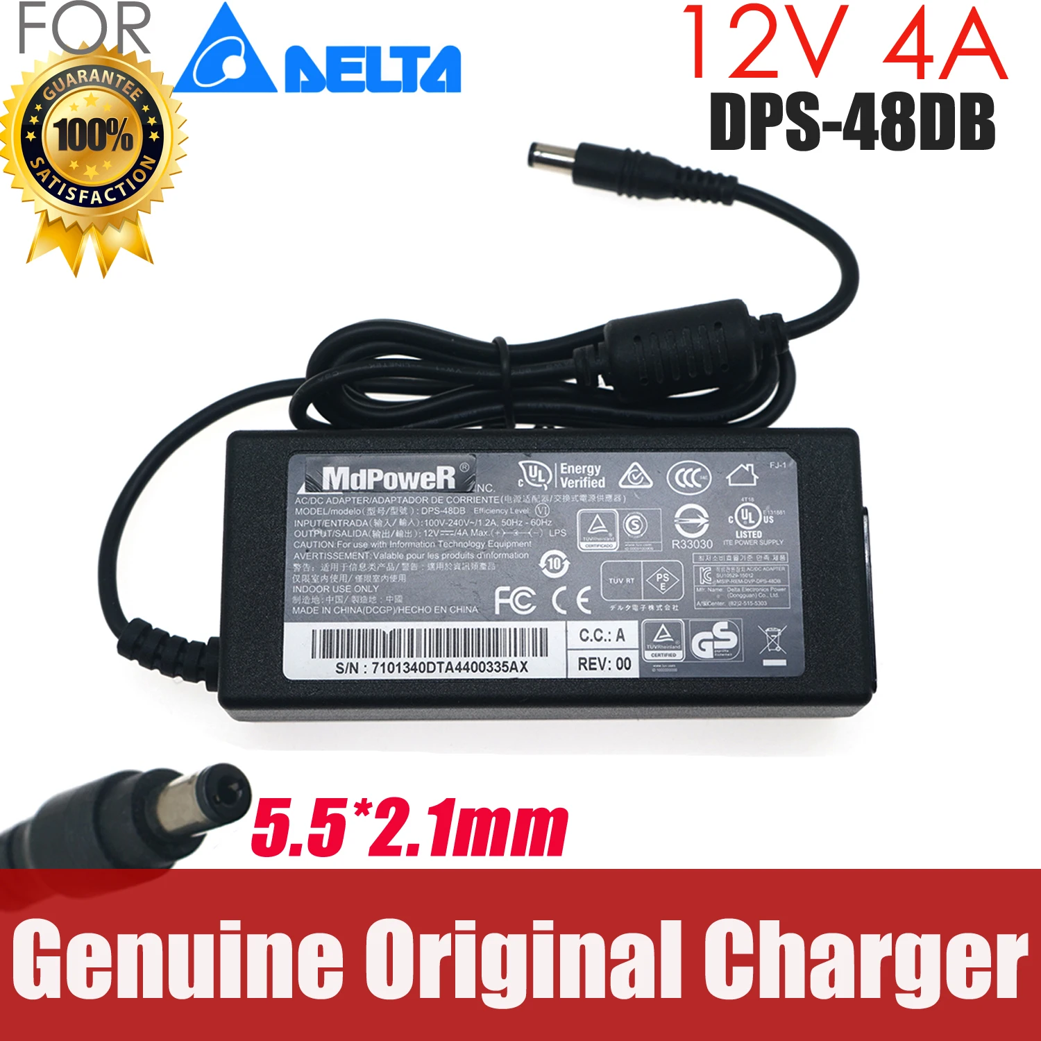 

Genuine Delta AC Adapter Charger DPS-48DB 48W 12V 4A For Hikvision Dahua Monitoring Video Recorder Power Supply 5.5*2.1mm