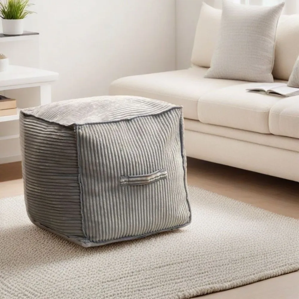 No Filling Seat Cushion Cover Large Capacity Square Sofa Stool Cover Soft with Handle Storage Leg Bench Home Decor