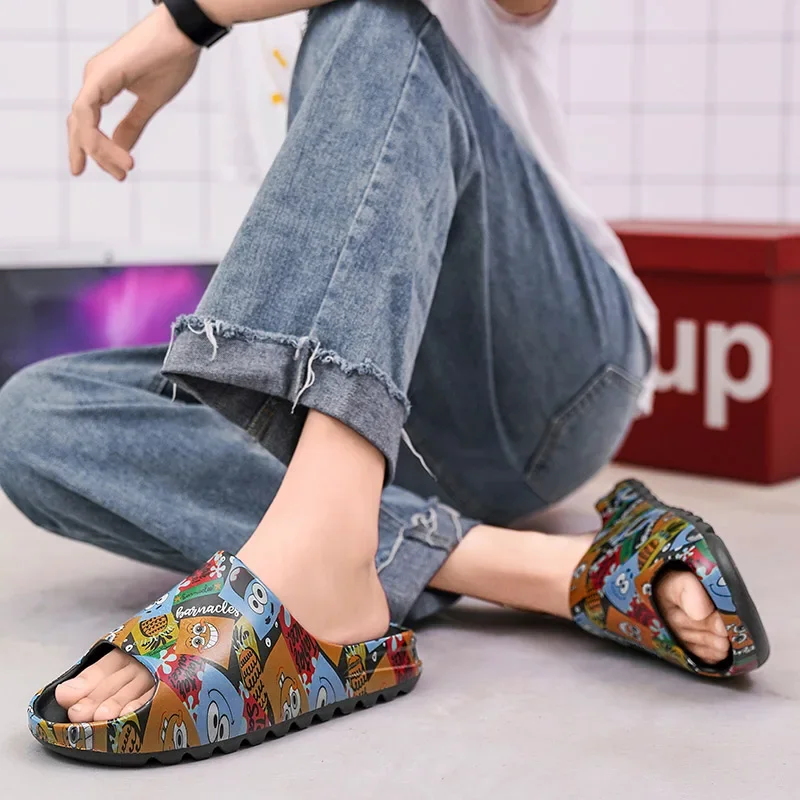 New Arrivals Summer Unisex Ye Slides Slip On Breathable Beach Sandals Lightweight Spongebb Inspired Ye Slipper Plus Size 35-46