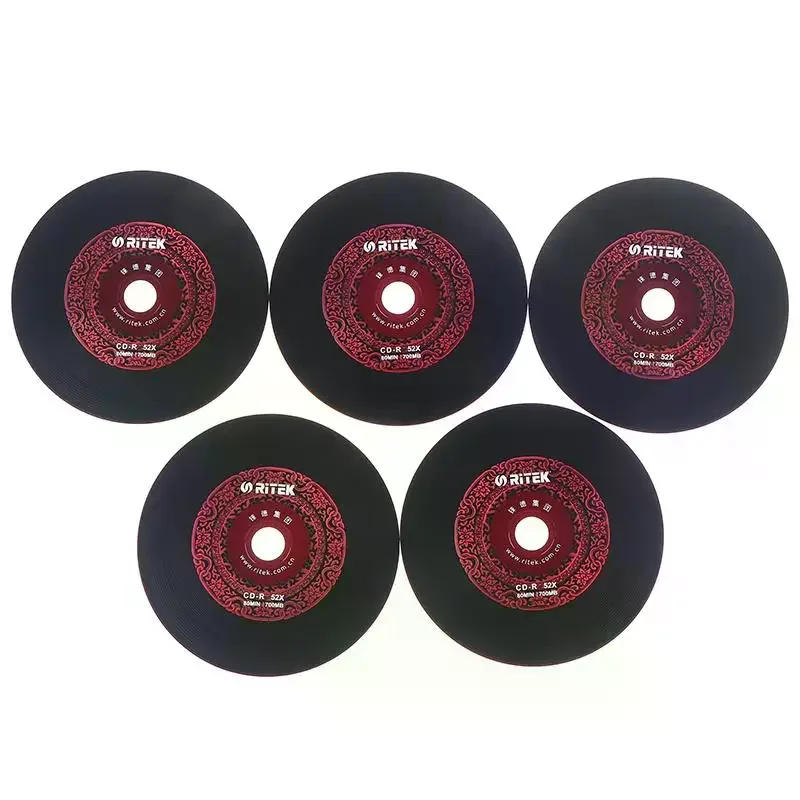 10PCS Vinyl Disc Black CD-R Blank Disc Recordable Compact Disc 700MB/80min/52x Car Music CD-R BLANK Disk Disc