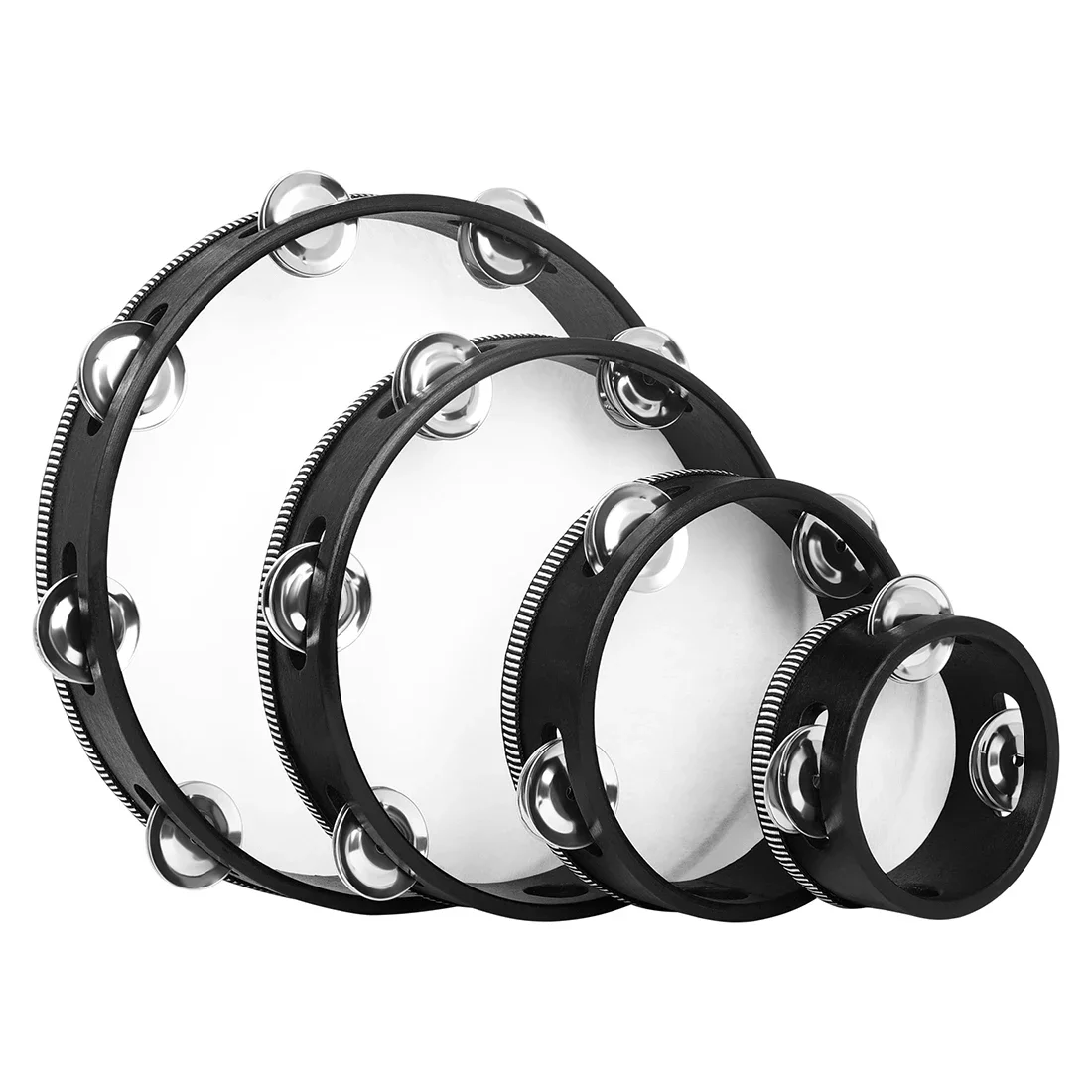 IRIN 4pcs Double Row Hand-Operated Tambourine Drums Kits 4/6/8/10 inch Orff Percussion Instruments Children's Gift Music Parts