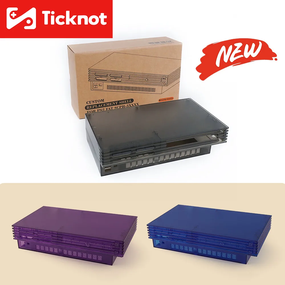 TicKnot Housing Replacement Shell For PS2 Fat (3xxxx Series) Console Transparent Protective Case For PS2 3W Accessories