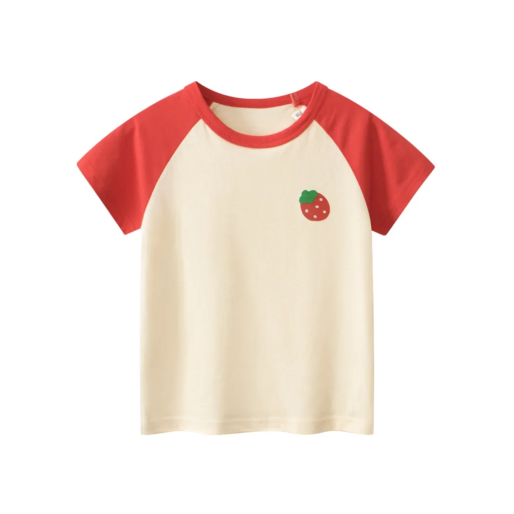 1-9T Toddler Kid Baby Girl Clothes Strawberry Print Cotton T Shirt for Girls Infant Casual Tshirt Basic Top Outfit