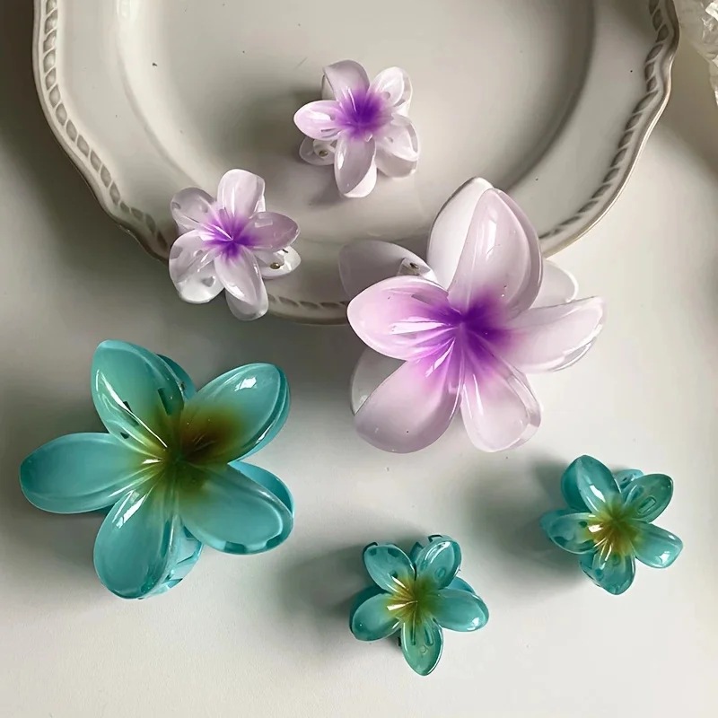 3Pcs/18Pcs Egg Flower Hair Clips Gradient Candy Color Flowers Suitable for Daily Backcombed Ponytail Shark Clip Hair Accessories