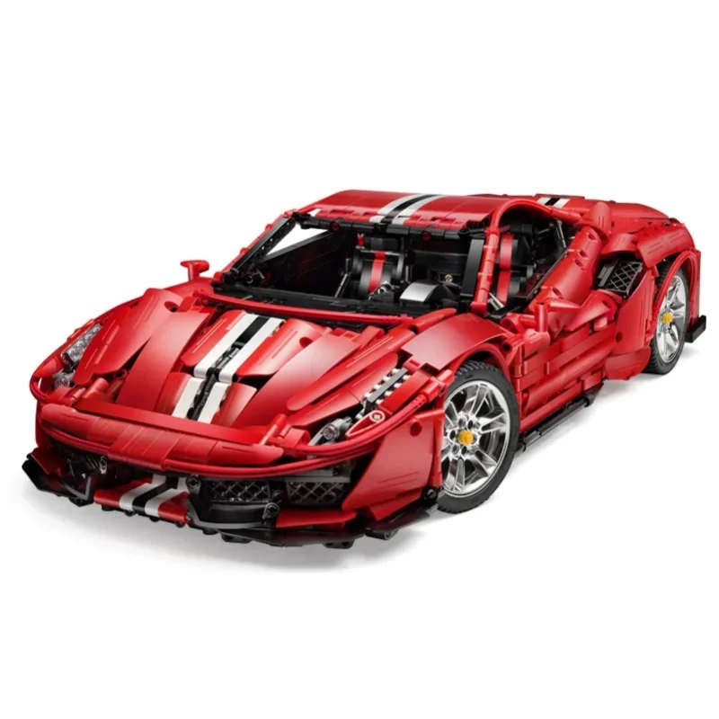 Klemmbausteine 1:8 FER 488 Rennwagen mit Motor RC Bausteine Technisches Sport-Schnellfahrzeug Hypercar Modellbausatz Jungen Spielzeug Erwachsene Kinder Geschenk 3187 Teile