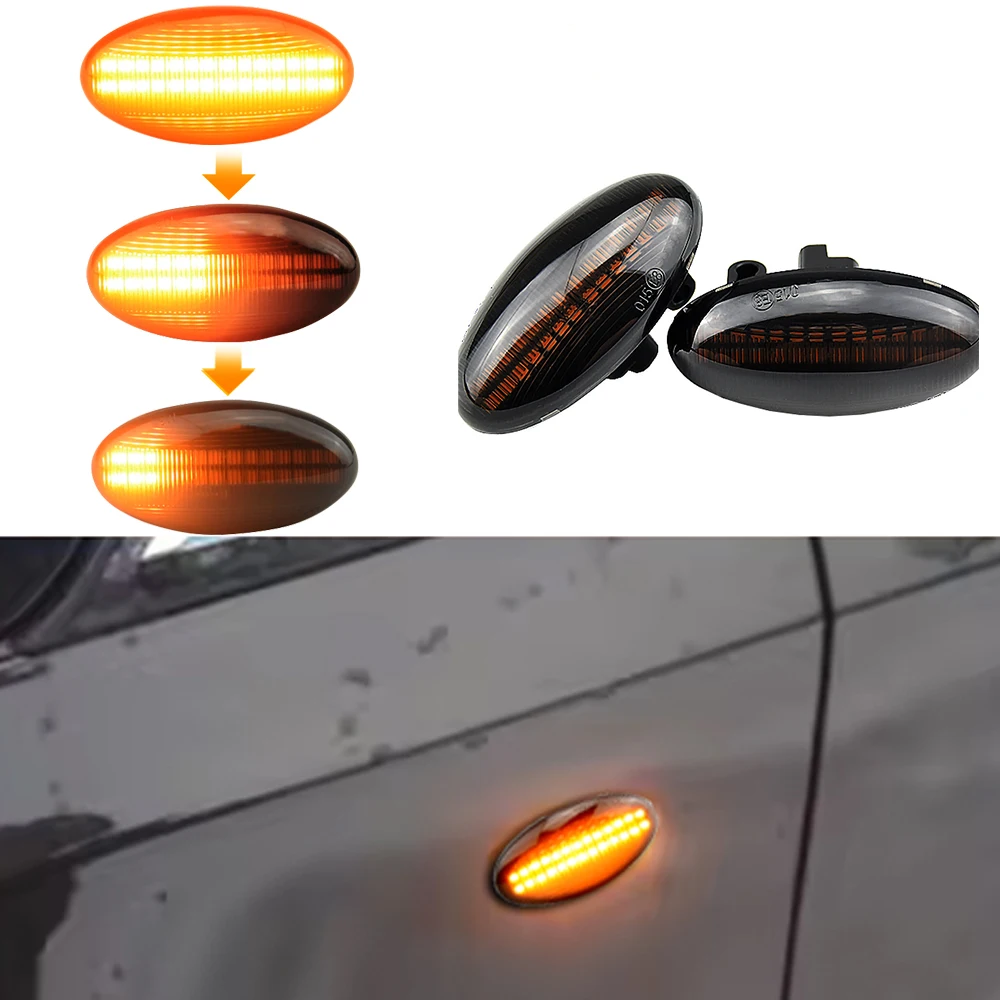 Pair Led Dynamic Turn Signal Side Marker Light For Peugeot 307 206 407 107 607 Sequential Blinker Light For Citroen C1 C2 C3