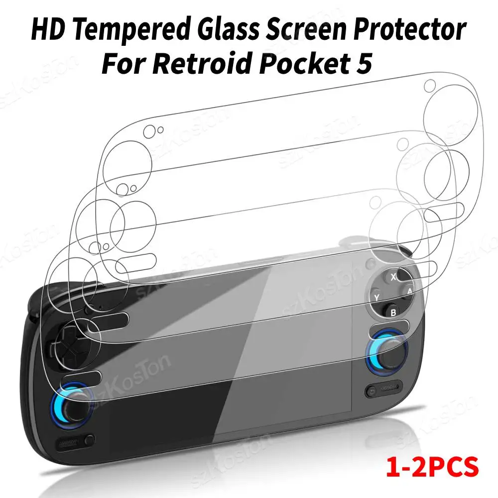 Protector de pantalla para consola de juegos Retroid Pocket 5, cristal templado HD antiarañazos, accesorios para Retroid Pocket G2, 1-2 paquetes