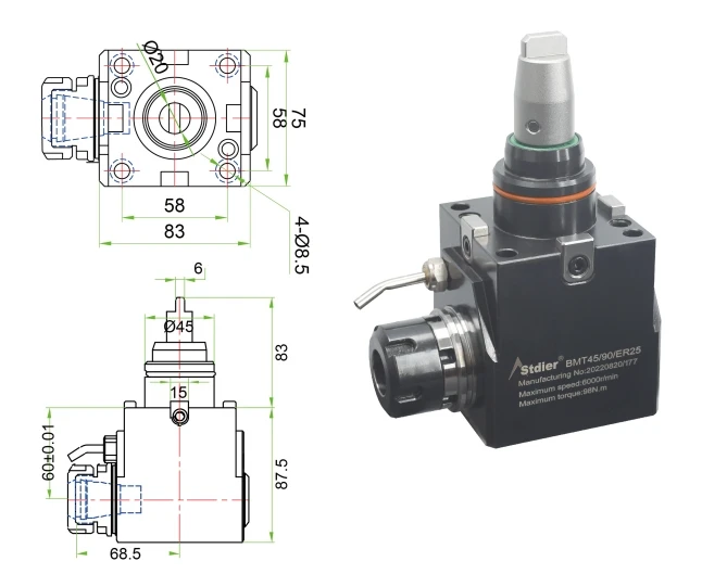 

Stdier Bmt45 BMT55 BMT65 BMT75 /VDI30VDI40 Live Tool For Cabezales Para Fresadoras Cnc Central Bonus Portaherramientas Electrico