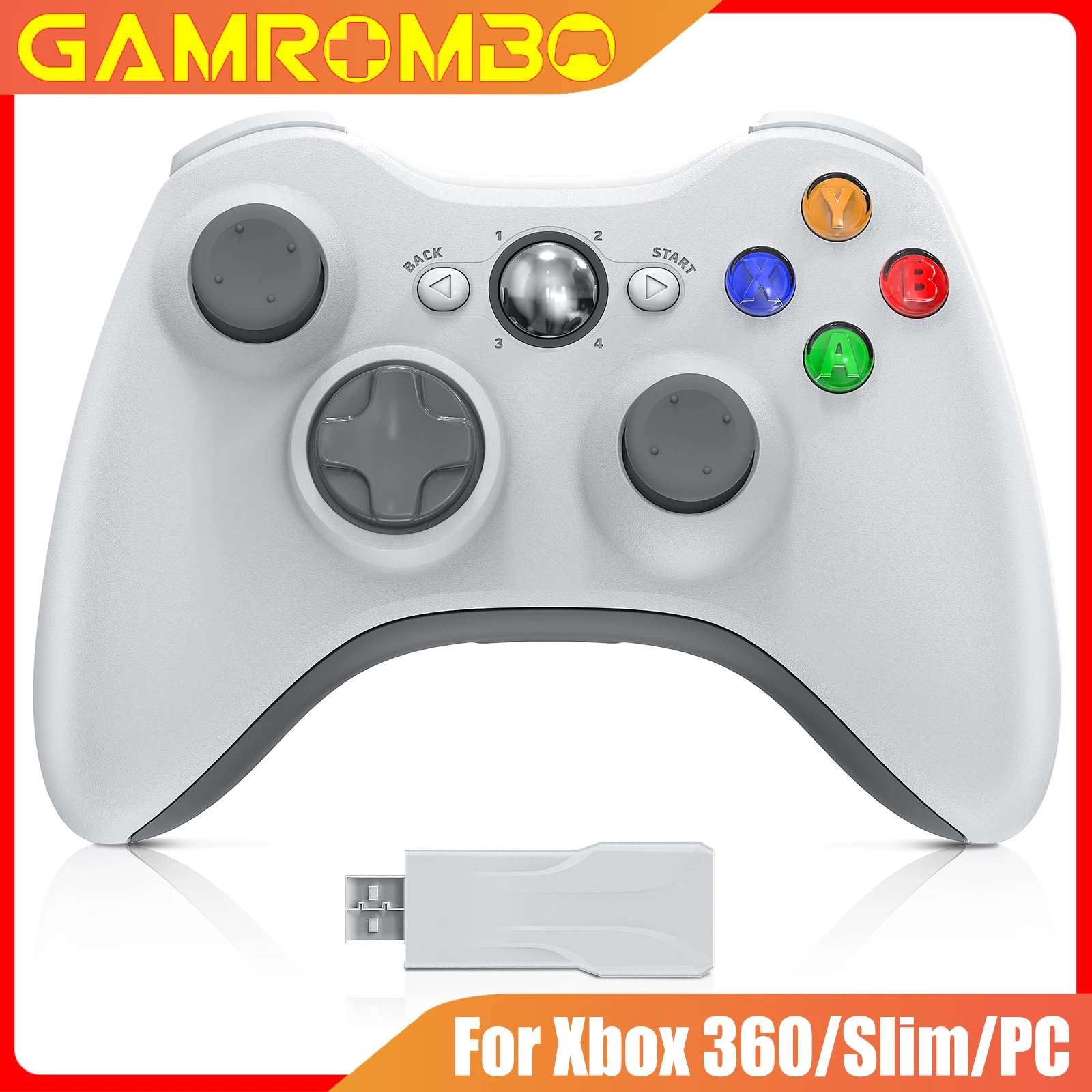 

GAMROMBO Game Controller for Xbox 360/Slim PC/Windows7/8/10 Gamepad 2.4G Wireless Gaming Controle Rocker Dual Vibration Joystick