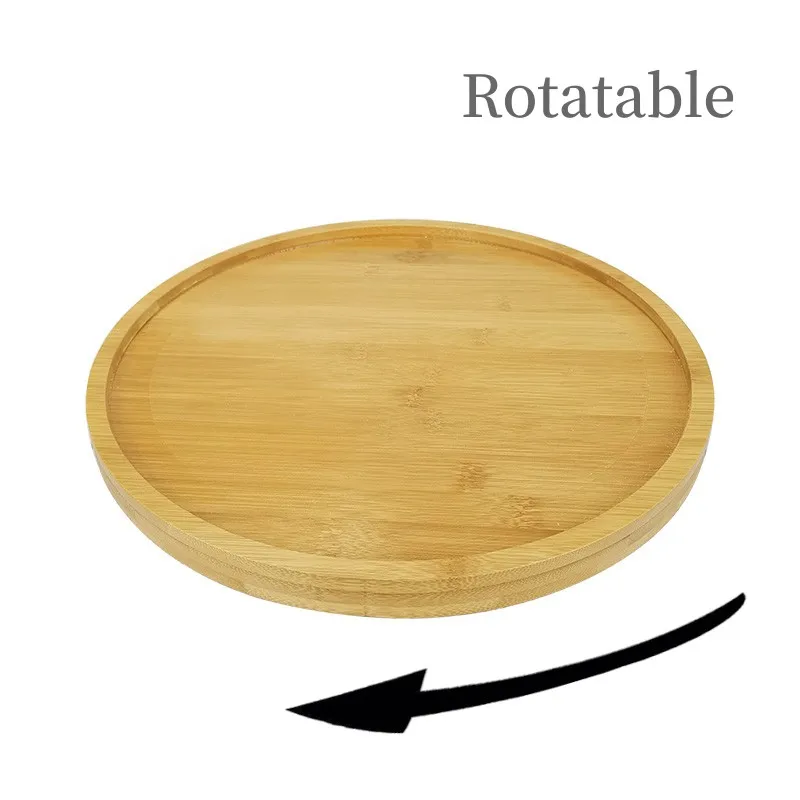 Hot Selling Rotatable One-tire Lazy Susan Bamboo Rotating Tray Kitchen Storage Organizer