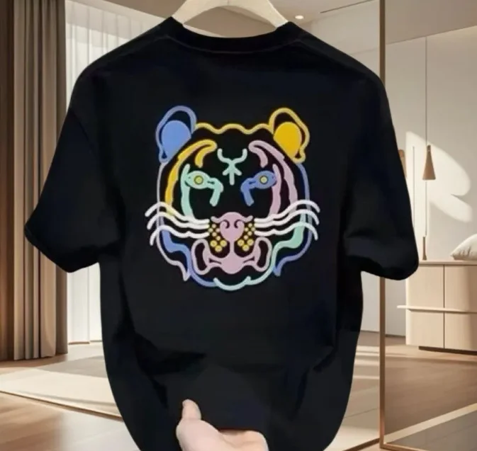 

High-quality Men's Summer New Thick Pure Cotton T-shirt, with Printed Design, Stylish, Breathable, and Sweat-absorbing