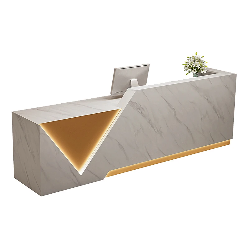 

custom.Custom Logo High Quality Reception Desk Boutique Modern Cashier Checkout Counter Wood Color Front Reception Desks