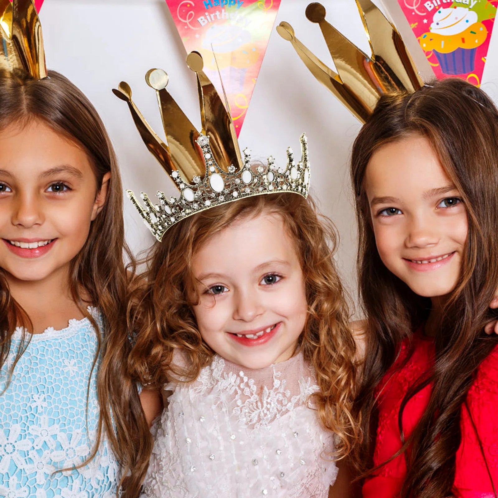 

1 Piece Elegant Crystal Bridal Tiara Crown for Women Wedding Headwear Party Banquet Accessory Vintage Brass Design