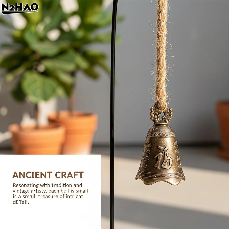 1PCS Feng Shui Bells Vintage Vintage Antique Zinc Alloy Lucky Bells Chinese Blessing Car Garden Door Hanging Wind Chimes Decor