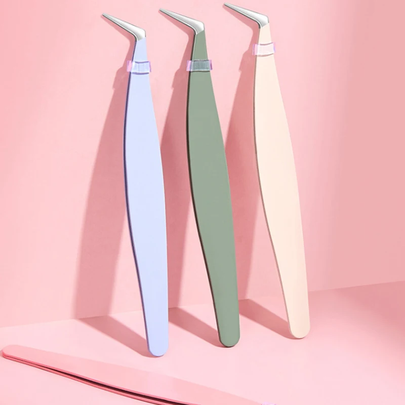 3D Eyelash Extension Tweezers Stainless Steel Accurate Clip Eyelashes Tweezers Lash Extensions Makeup Tool Eeyelashes Tweezers