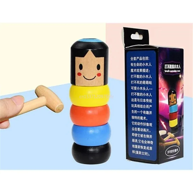 Funny Immortal  Unbreakable Wooden Man Cool Stuff for Kids Magic Tricks Party Games Juguetes Novedosos