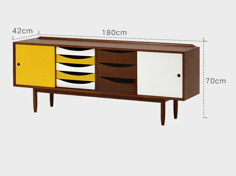 

Nordic/medieval retro classic design/color matching sliding door drawer solid wood TV cabinet side cabinet