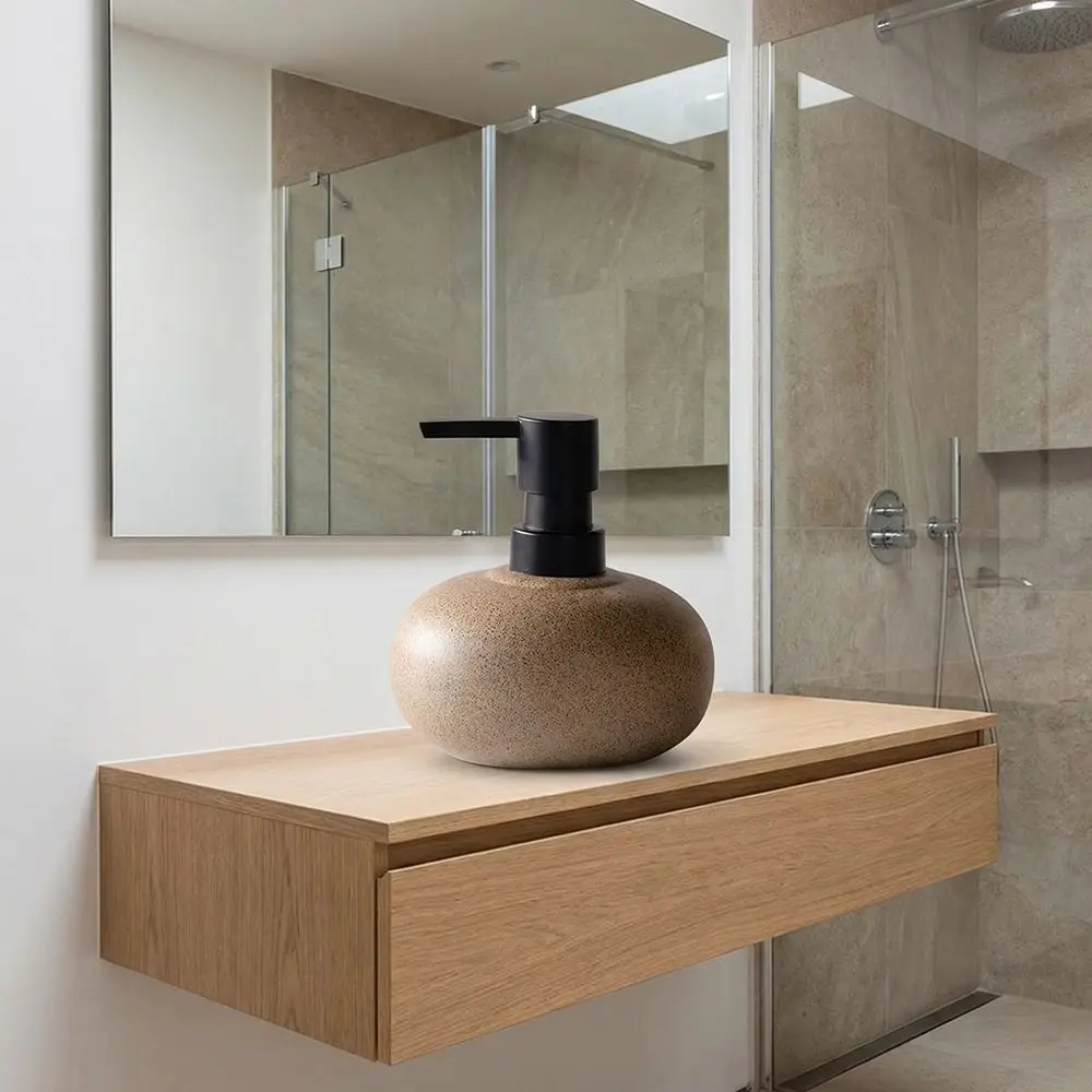 

Винтажный керамический дозатор для шампуня с текстурой камня, бутылка для лосьона из грубой керамики в скандинавском стиле, для кухни