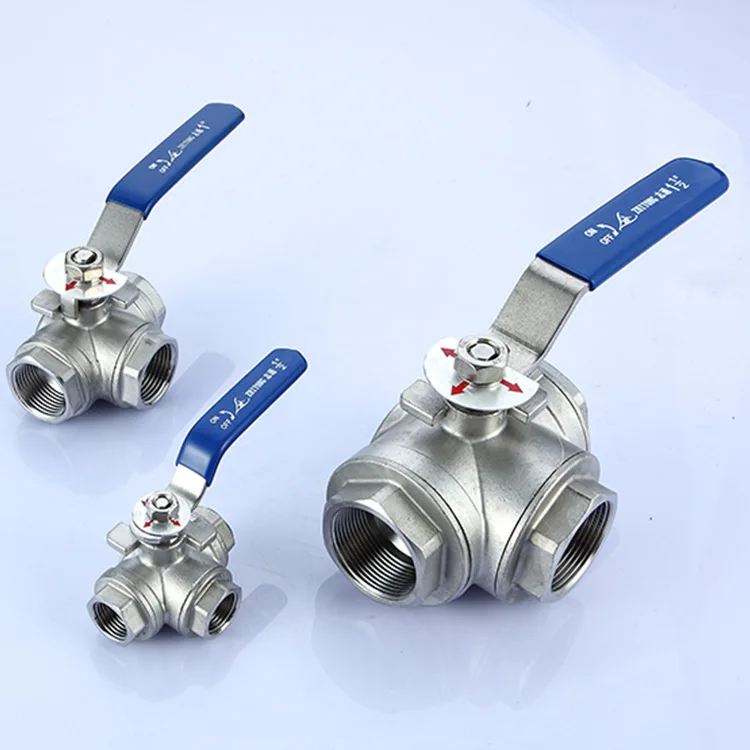 High-quality 1Pcs 3-Way Ball Valve Stainless Steel SUS304 Pipe Three-way T-Type Valve Female Thread durable for gas oil water