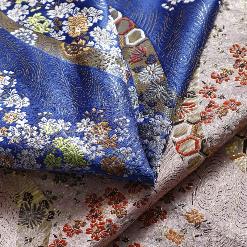 100*75cm Japanese Style Jacquard Satin Brocade Fabric Chinese Hanfu Fabric Cheongsam Kimono Diy Designer Patchwork Material