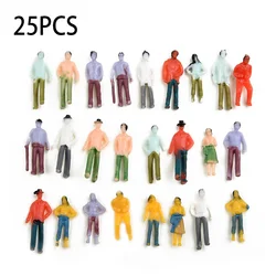 25/100Pcs Model Railway Painted Mixed People 1:75 Scale Train Railway Mixed Painted Figures Assorted Poses For Layout