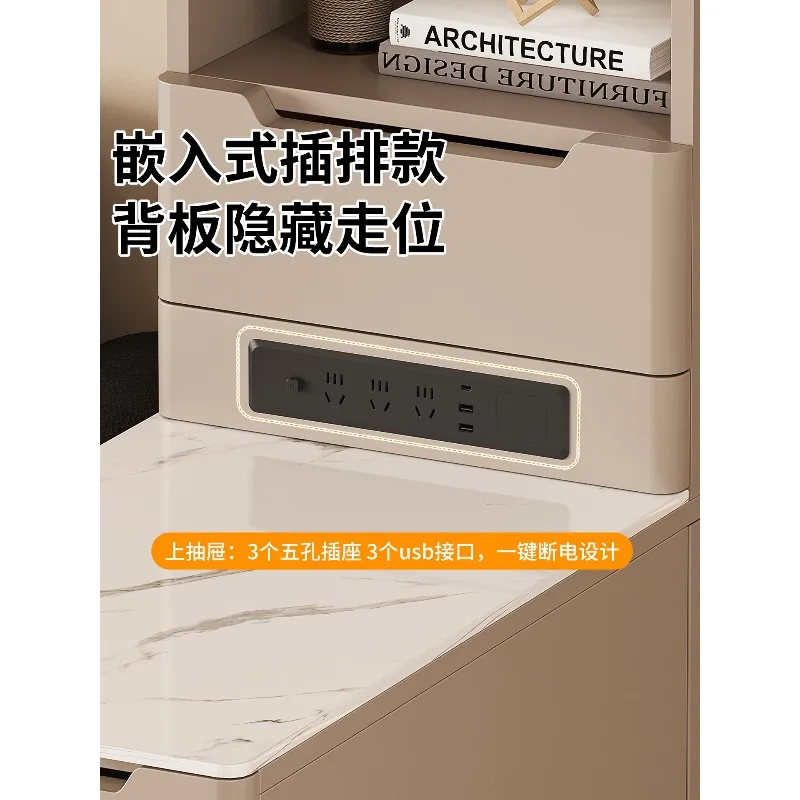 Sofa side cabinet Side cabinet Solid wood rock slab Living room side table Coffee table with socket 2026 new small table rack