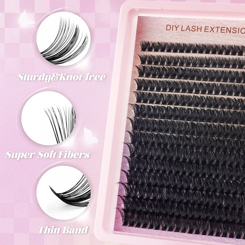 2025 DIY Cluster Lashes Hotting Natural Wispy Eyelash Extension Mixed Tray Faux Mink Lashes Cilias D Curl Fluffy Lashes Makeup
