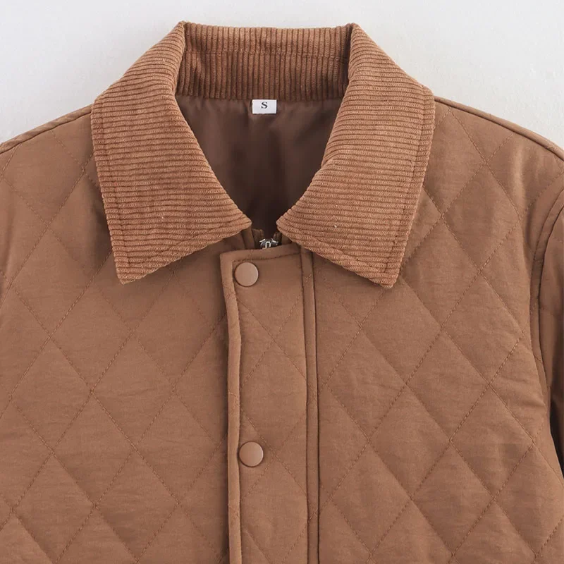 

Jackets Lady Long Sleeve Single Breasted Outerwear Autumn Winter Women Quilted Coats Female Turn-down Collar Warm Cotton Padded