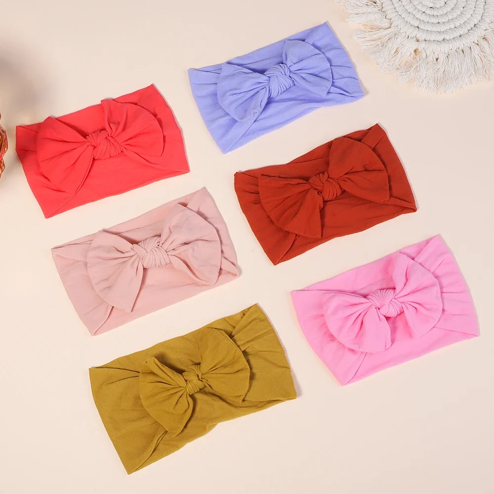 3Pcs/Set Solid Color Kids Bows Headbands for Girls Cable Turban Newborn Baby Headwrap Toddle Soft Kids Accessories Kids Headwear