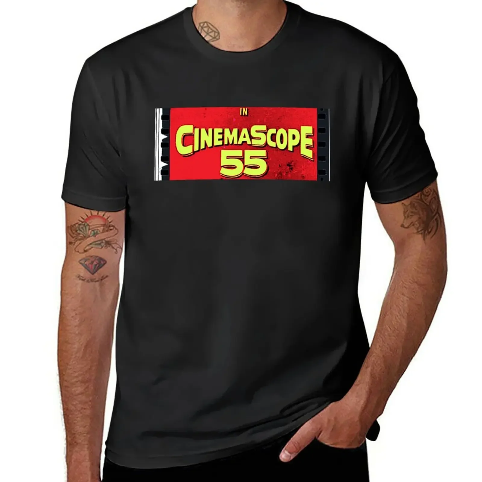 

Cinemascope 55 red yellow frame T-Shirt hippie clothes blacks quick drying plain white t shirts men