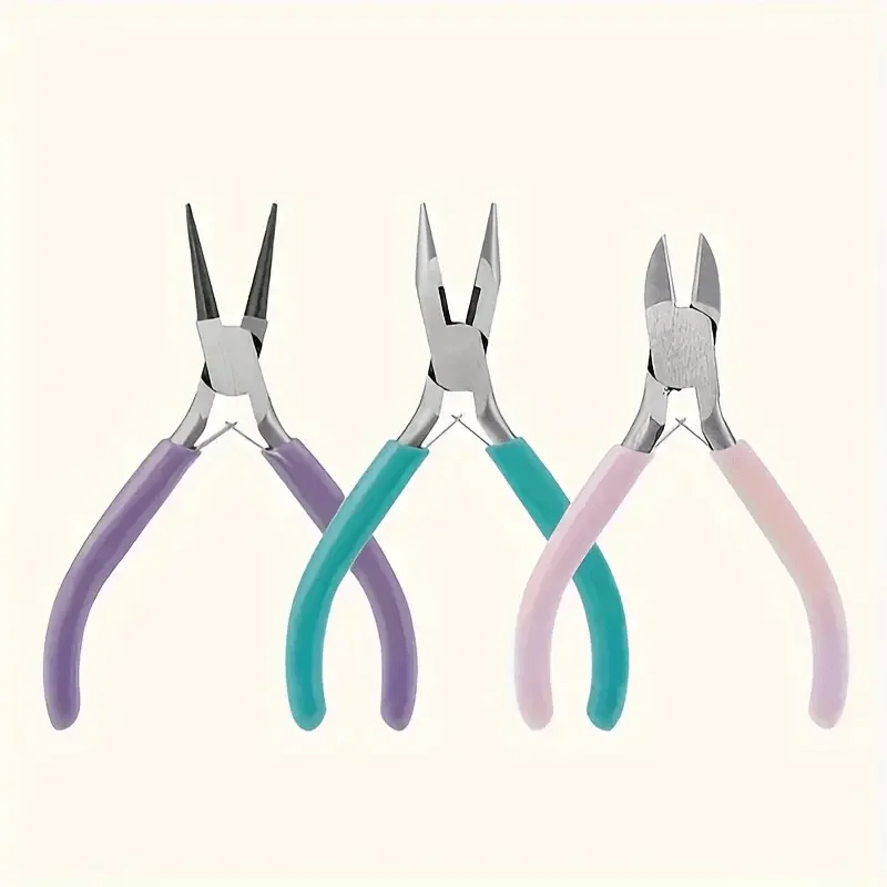 

Профессиональный набор плоскогубцев для изготовления ювелирных изделий из трех предметов — включая плоскогубцы для цепи, круглые плоскогубцы и кусачки для прецизионных ручных рукоделий.