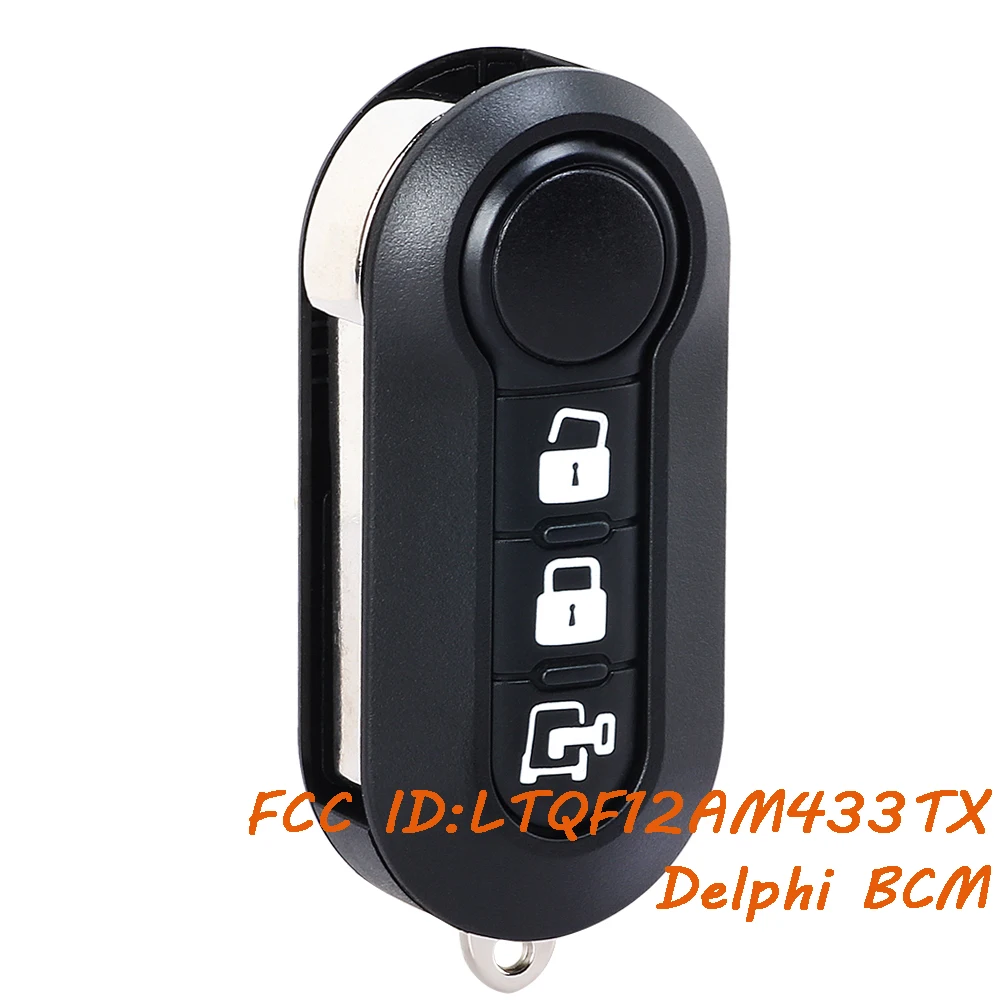 

KEYECU LTQF12AM433TX Delphi BCM дистанционный брелок для Fiat 500 2012 2013 2014 2015 2016 ID46 чип 434 МГц