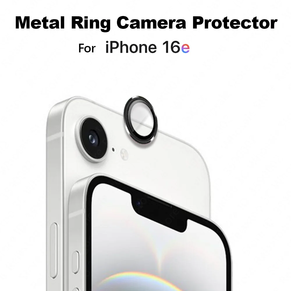 Camera Lens Protector for Apple IPhone 16e Metal Ring Tempered Glass Camera Screen Protector IPhone16e I Phone16 e Accessories