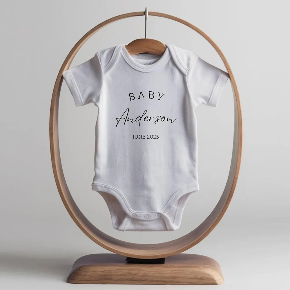

Personalized Name Pregnancy Announcement Baby Bodysuit Baby Shower Supplies Clothing Gifts for Newborn Gender Reveal Accessories