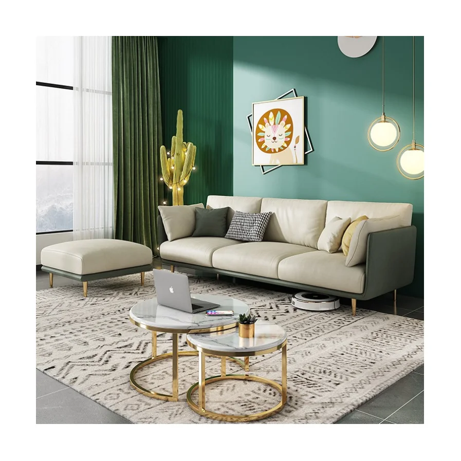 Modern Living Room Sectional Sofa With Comfort Cushions And Synthetic Leather Upholstery For Family Seating And Home Lounge Use