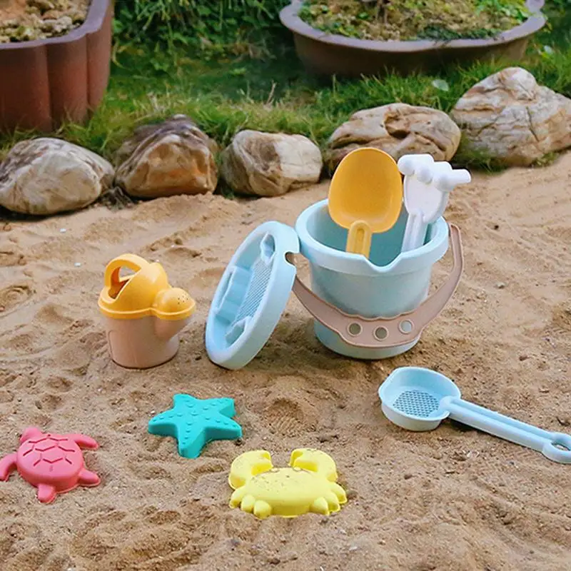 9Pcs Summer Beach Toys For Kids Beach Game Toy Set With Bucket Spade Shovel Rake For Children Beach Play Sand Water Play Tools