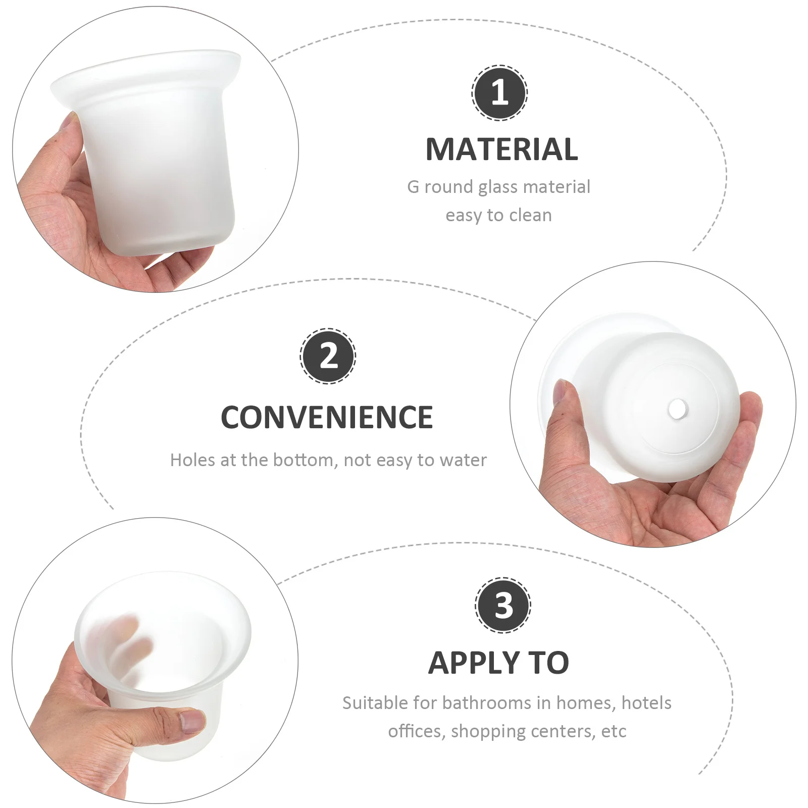 頑丈なトイレブラシカップ、高品質ガラスベース製、浴室用スクラバーブラシホルダー、トイレ掃除ツールホルダー