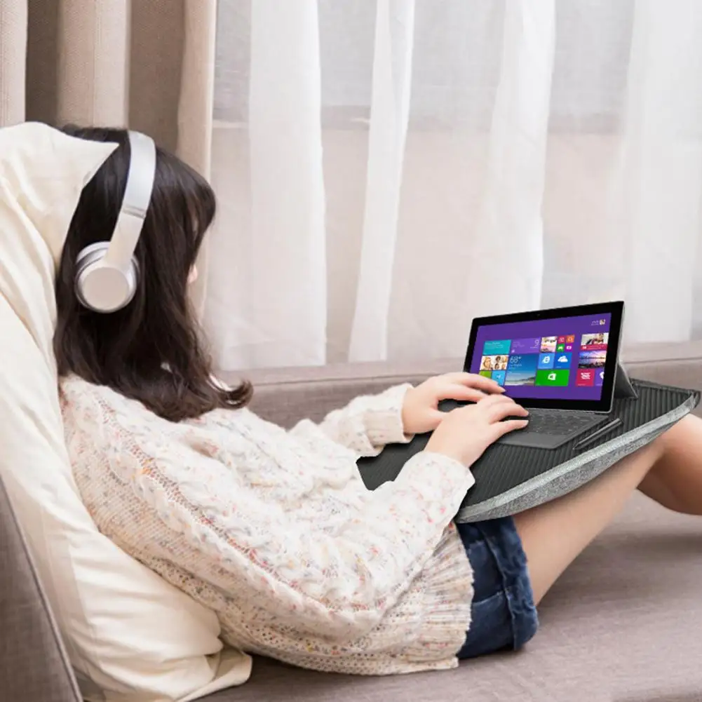Cushioned Laptop Tray Portable Folding Laptop Lap Desk with Soft Pillow Cushion Multi-functional Adjustable Table for 13-15 Inch
