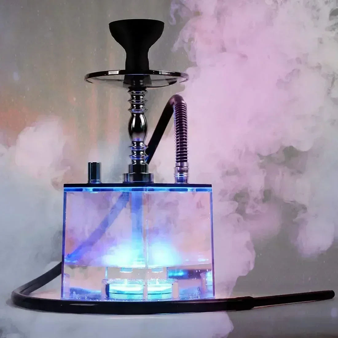 1A-Acrylic Hookah With LED Light Shisha Box 1Nargile Sheesha Narguile Chicha Cachimbas Water Pipe Shisha Hookah Set Accessory.