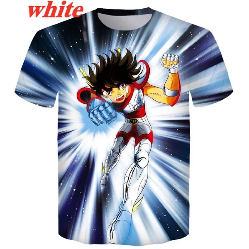 2024 Summer Men\'s and Womens\'s Casual Harajuku Short Sleeve New Fashion Anime Saint Seiya 3D Print T-shirt Tops Christmas