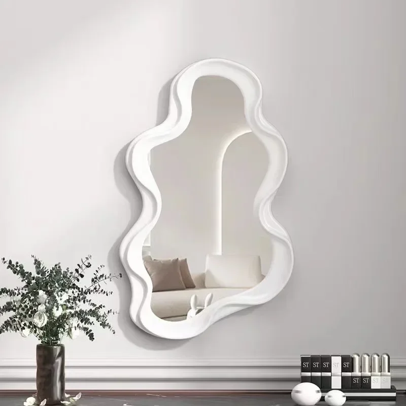 Cloud Shaped Desk Vanity Mirror Plastic Waterproof Bathroom Wall Hanging Irregular Makeup Mirror Living Room Decoration