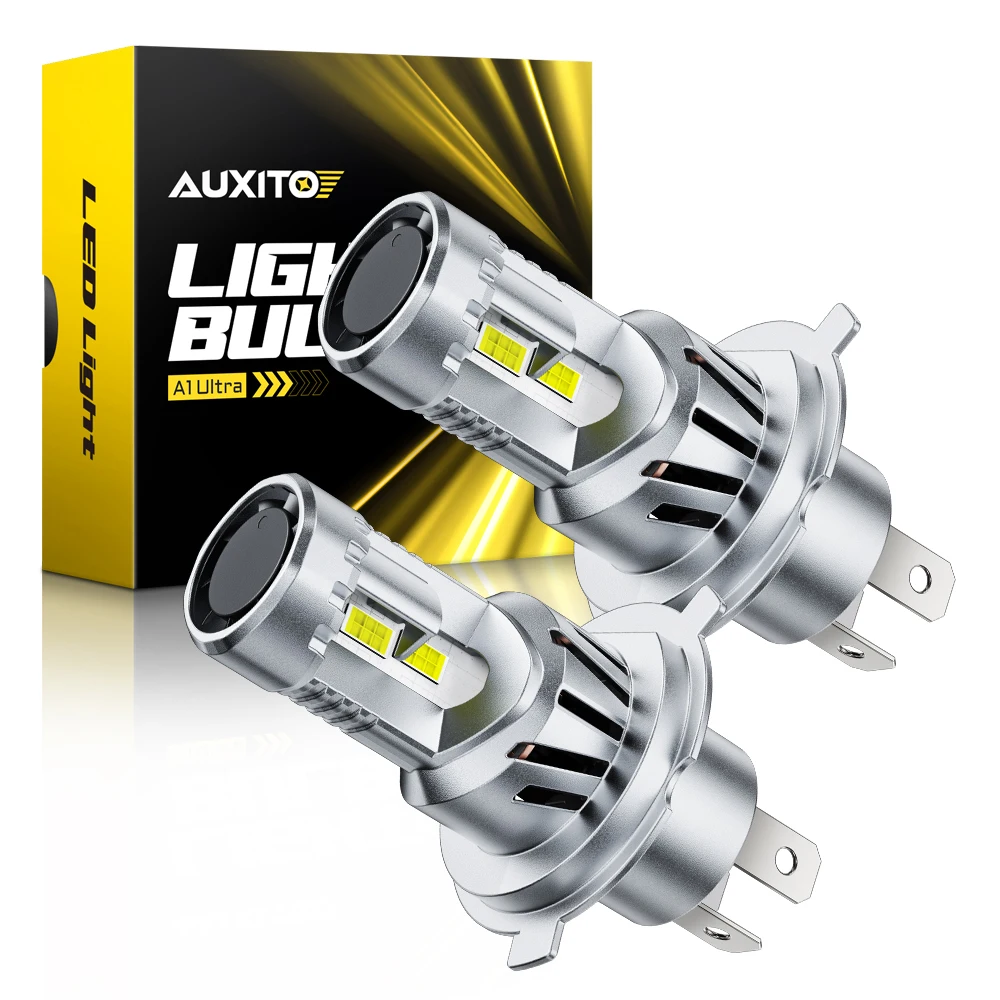 

2Pcs AUXITO Mini H4 Bi LED Headlight Bulbs Canbus Super Bright Anti-glare 9003 Bulb Auto Head Lamp With Dual Turbo Fan 6500K