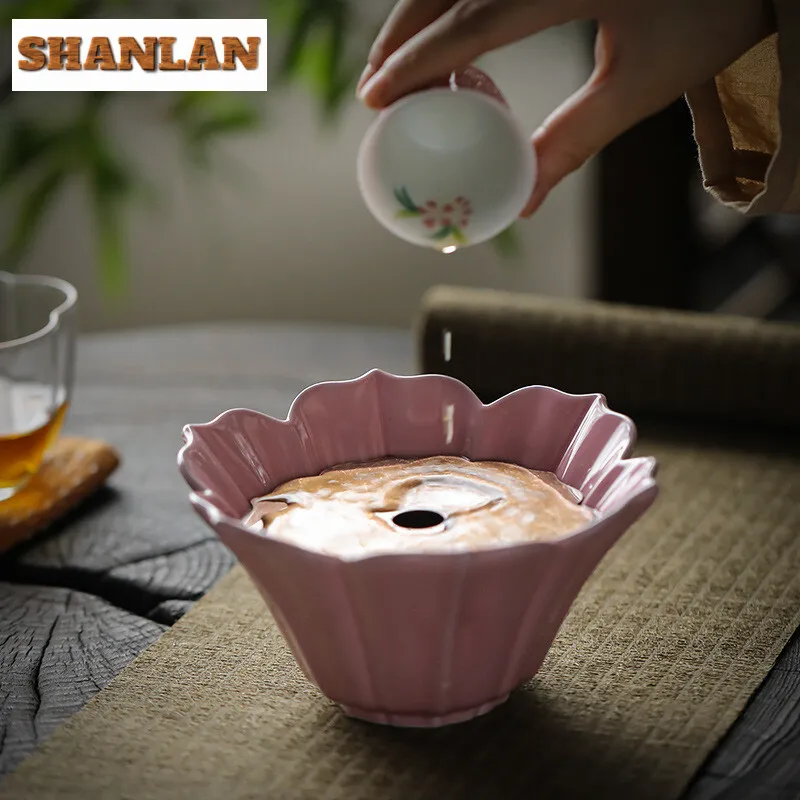 Creative Flower Petal Jianshui Water Storage Dry Brew Table Tea Tray Tea Wash Writing-brush Washer Tea Residue Bucket Chaxi