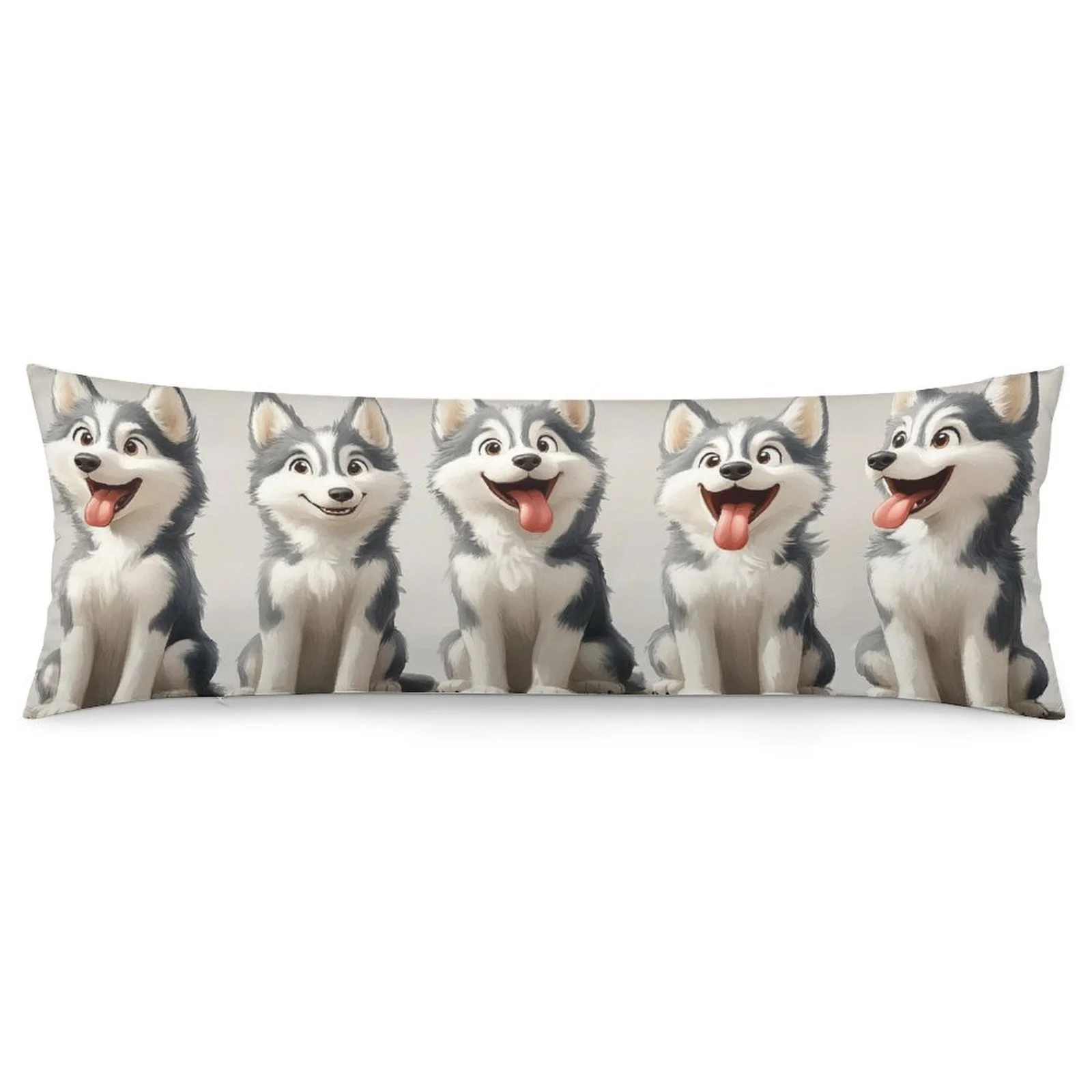 Husky Smiles Themed Pillowcase, Fashionable Trendy Plush Long Pillowcase, Soft Comfortable Double-Sided Printed Large Pillowcase
