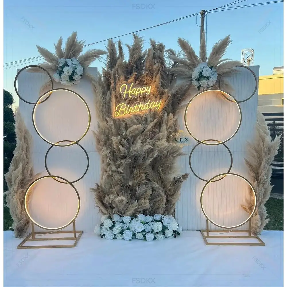 New Design Stainless steel Backdrop With Led Warm Light Wedding party stage backdrop Decoration