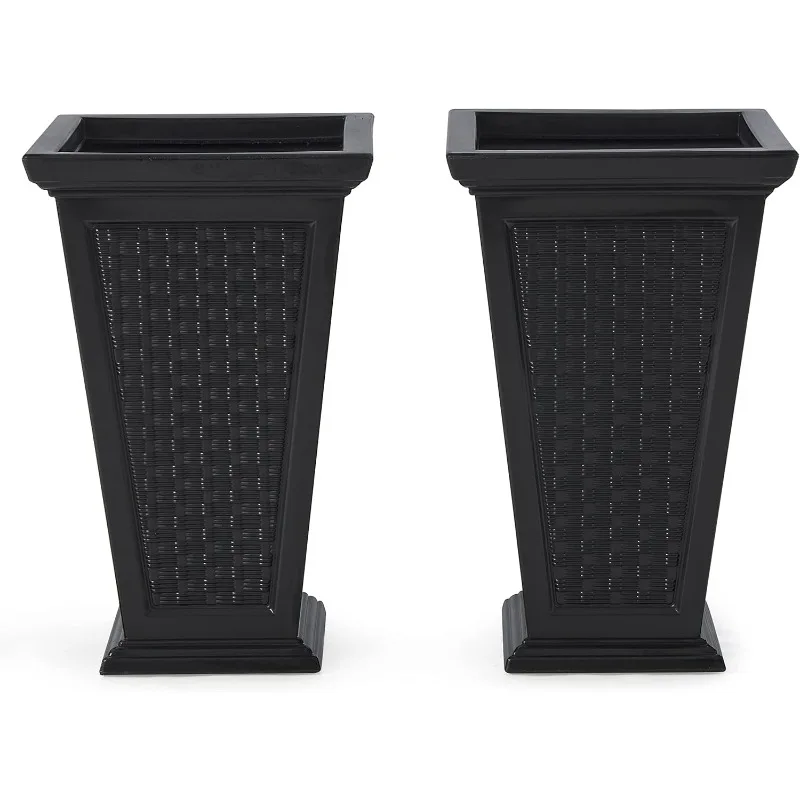 زارع ذاتي السقي بنمط الخوص في الهواء الطلق (عبوة من قطعتين) - مجموعة مزارعين كبيرةين للشرفة والفناء والأماكن الخارجية/الداخلية (MOD-WP300) #1