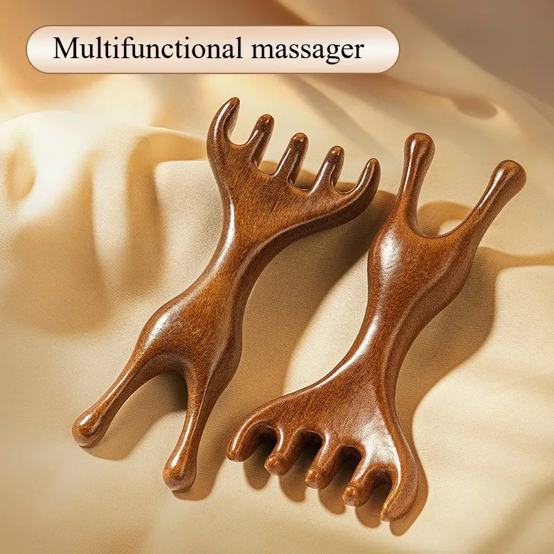 Peine de dientes anchos para masaje meridiano corporal de madera, peine para cara, ojos, hombros, cuello, terapia de acupuntura, herramienta Guasha para circulación sanguínea, 1 ud.